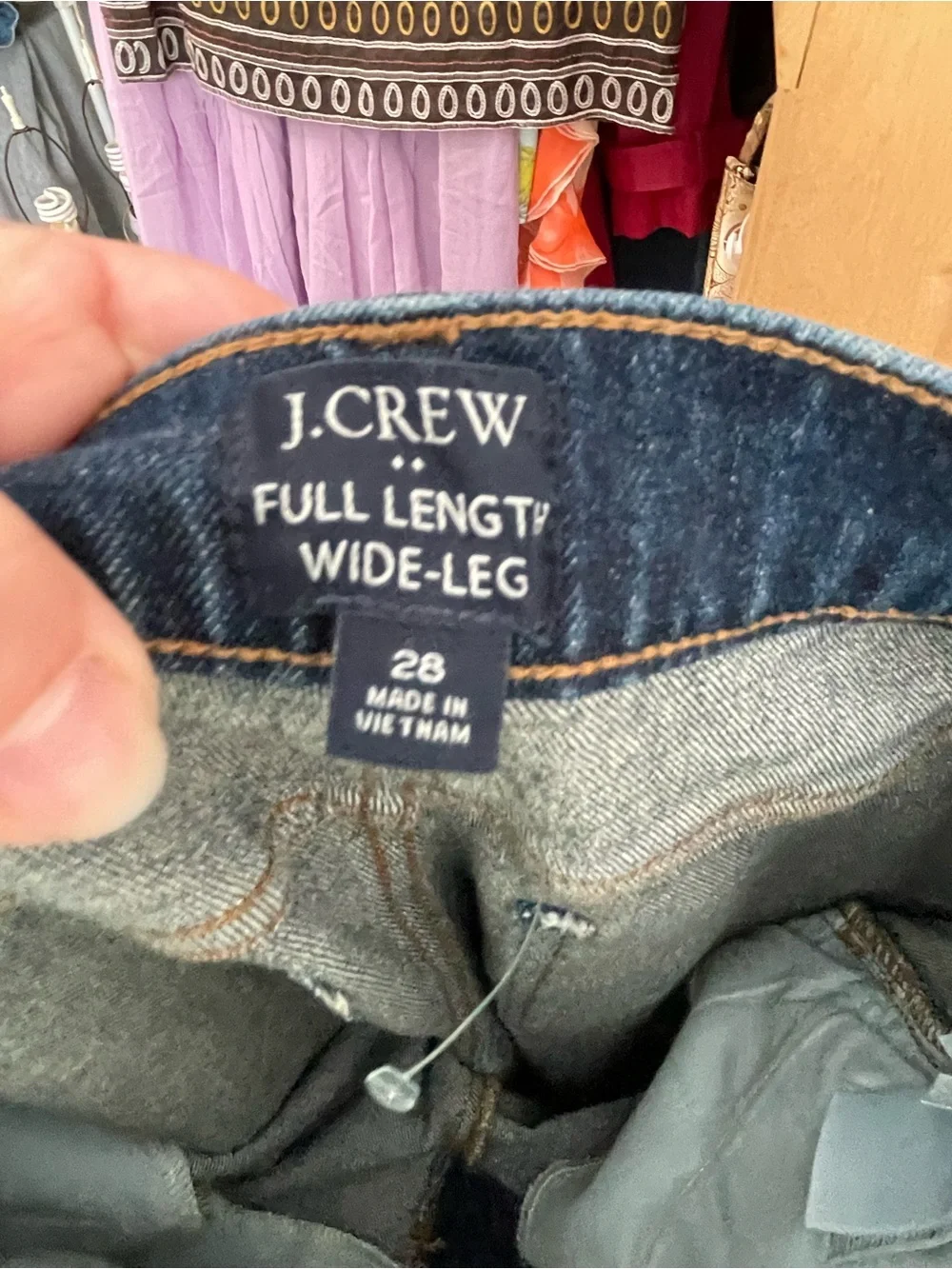J. Crew Wide Leg Full Length Dark Wash Jeans Size 28